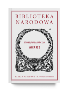 okładka książki wiersze stanisława barańczaka w kolorze białym ze wzorami