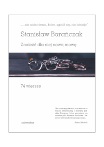 okładka książki stanisława barańczaka z grafiką okularów i białym tłem