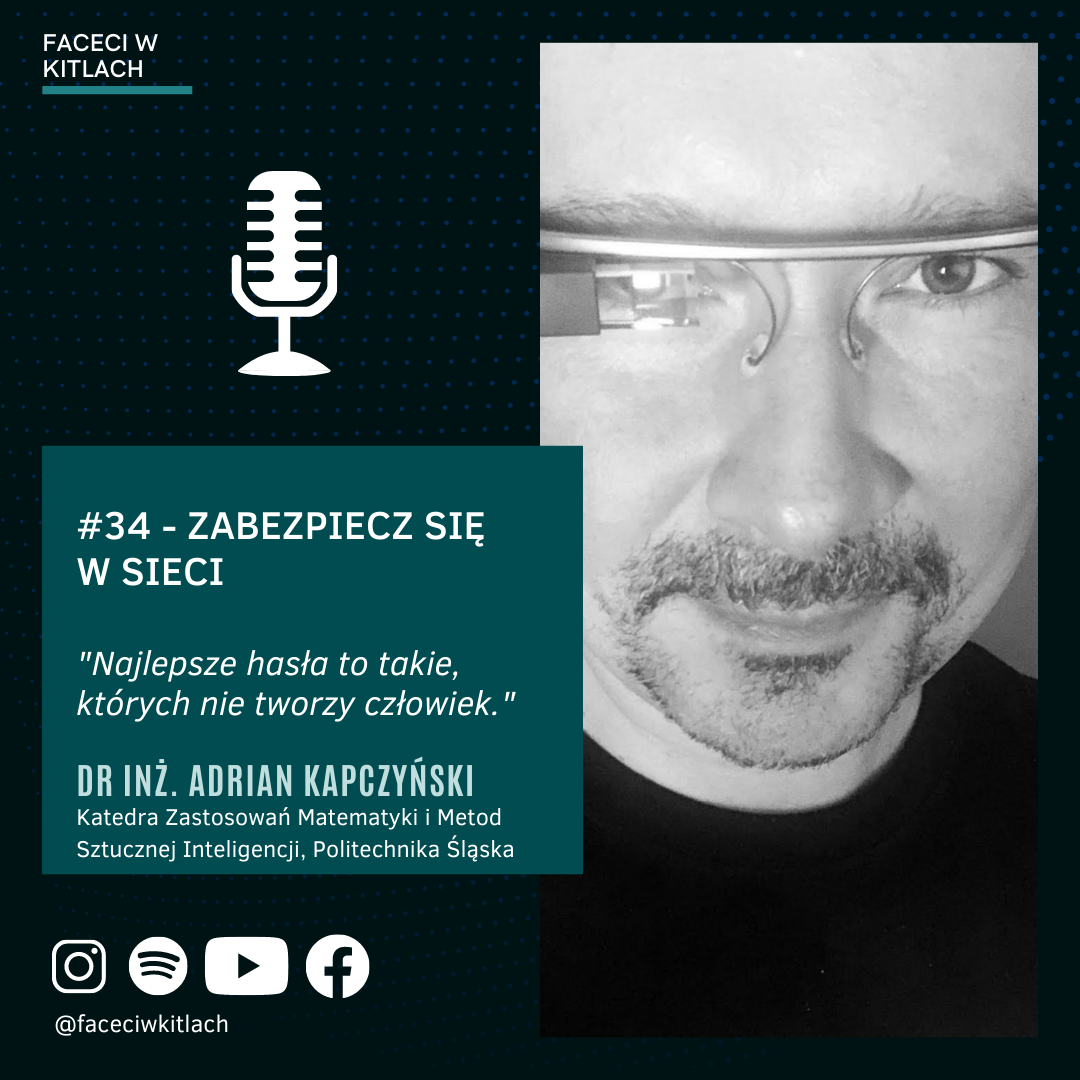 Twarz dr Adriana na tle tekstu dotyczącego spotkania