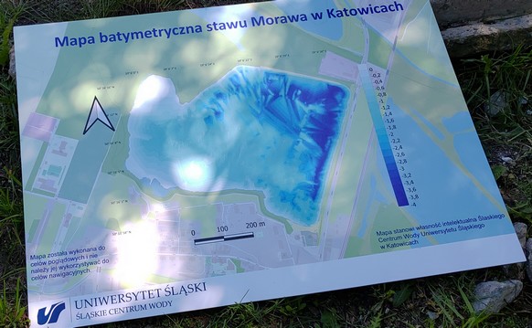 Mapa batymetryczna zbiornika Morawa