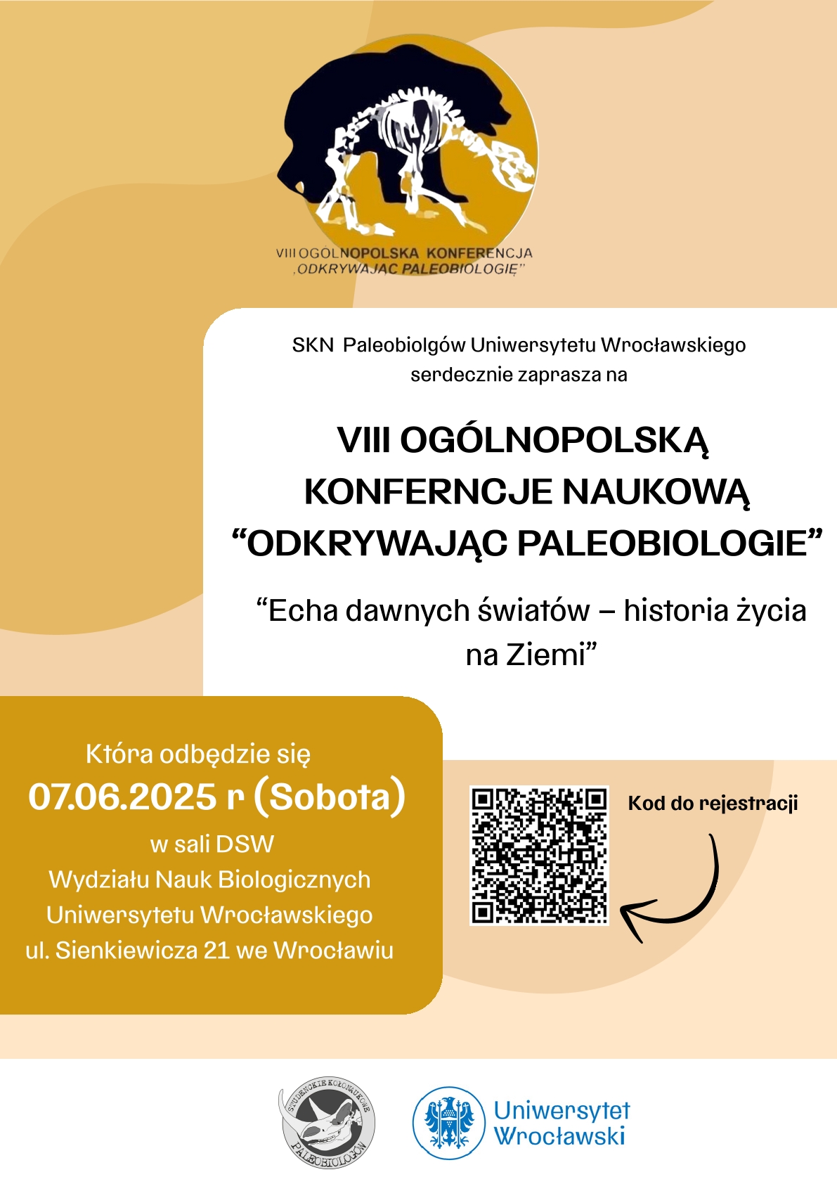 Grafika promująca VIII Ogólnopolską Konferencję Naukową "Odkrywając paleobiologię"