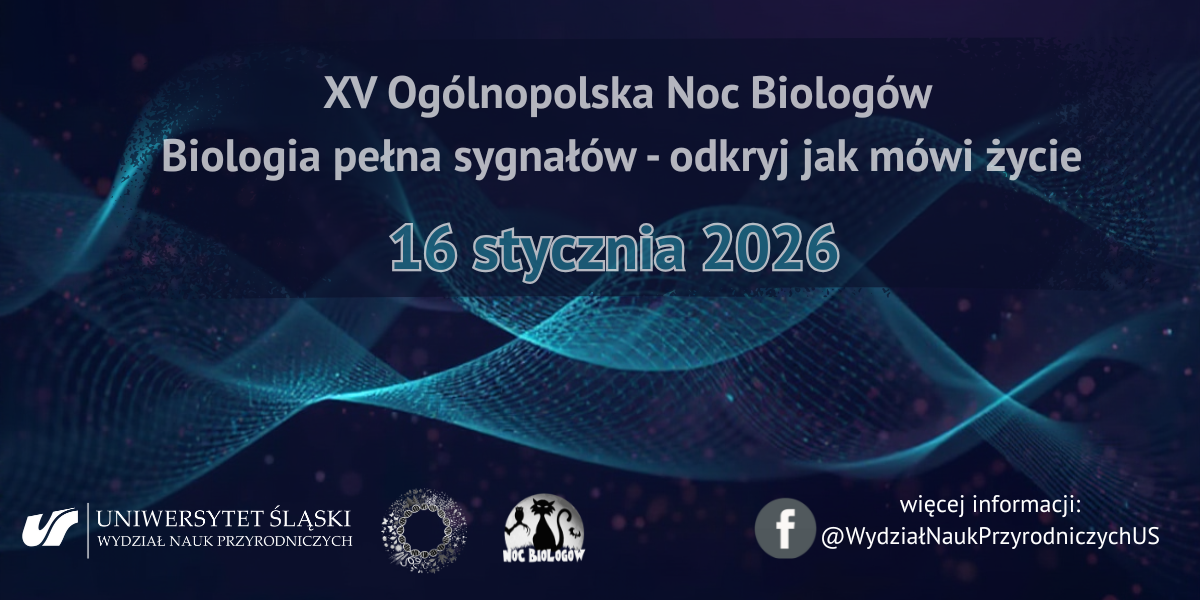 NB2026_Biologia pełna sygnałów1200 x 600 px Grafika promująca XV Ogólnopolską Noc Biologów
