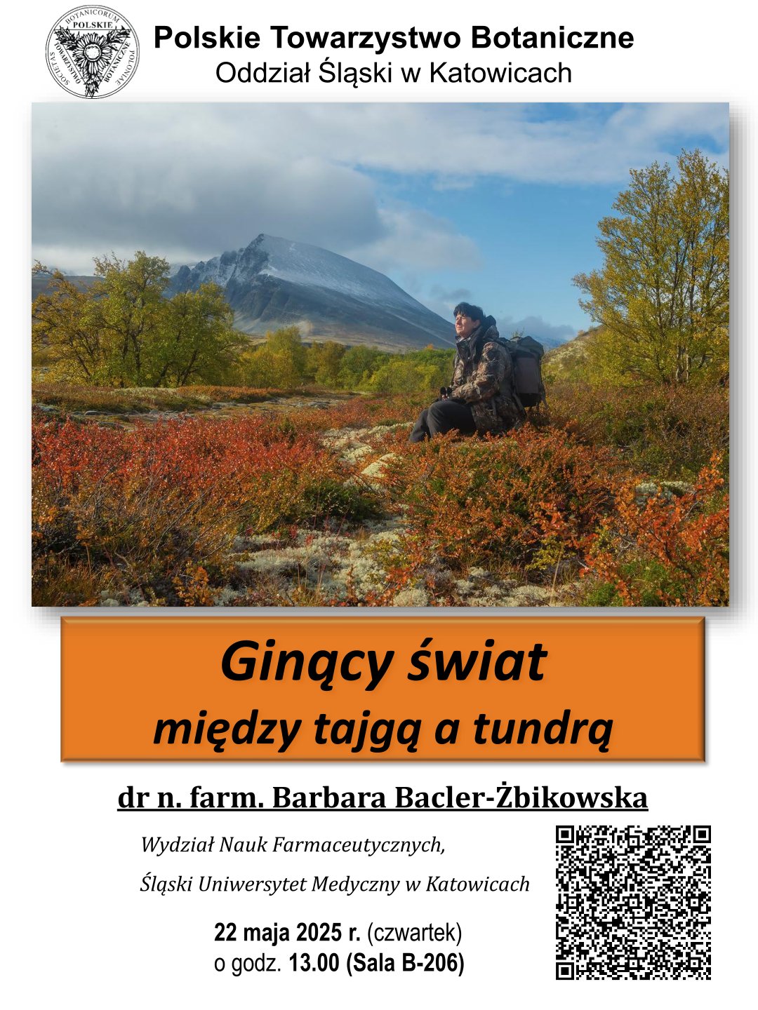 Zaproszenie na spotkanie Śląskiego Oddziału PTB i wykład "Ginący świat między tajgą i tundrą"