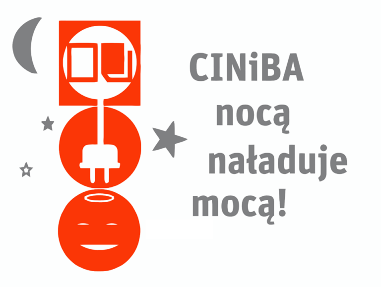Grafika promująca akcję "CINIBA nocą naładuje mocą"