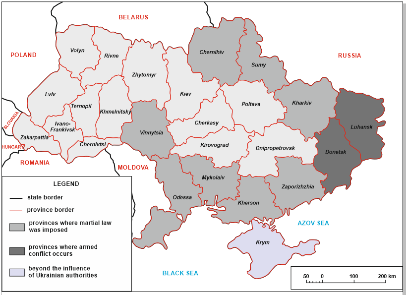 Sporne obszary na Ukrainie.