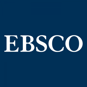 logo EBSCO białe na granatowym tle