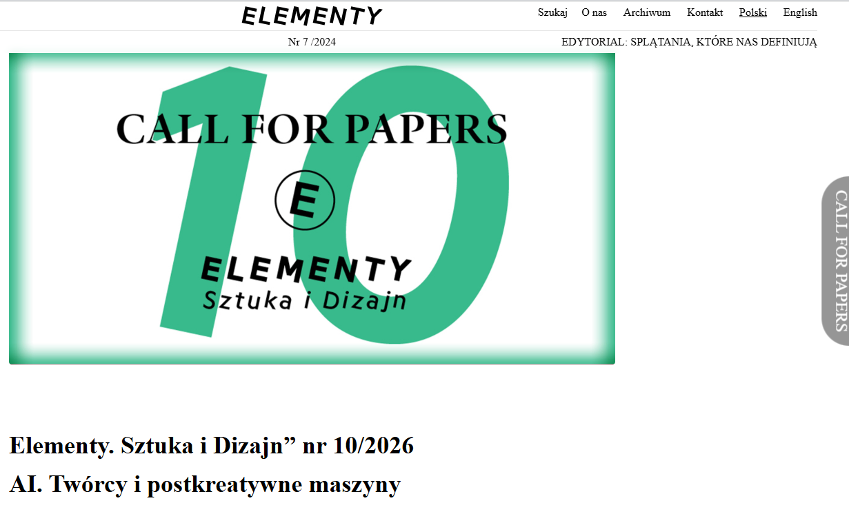 Logo CFP czasopisma Elementy. Sztuka i Dizajn