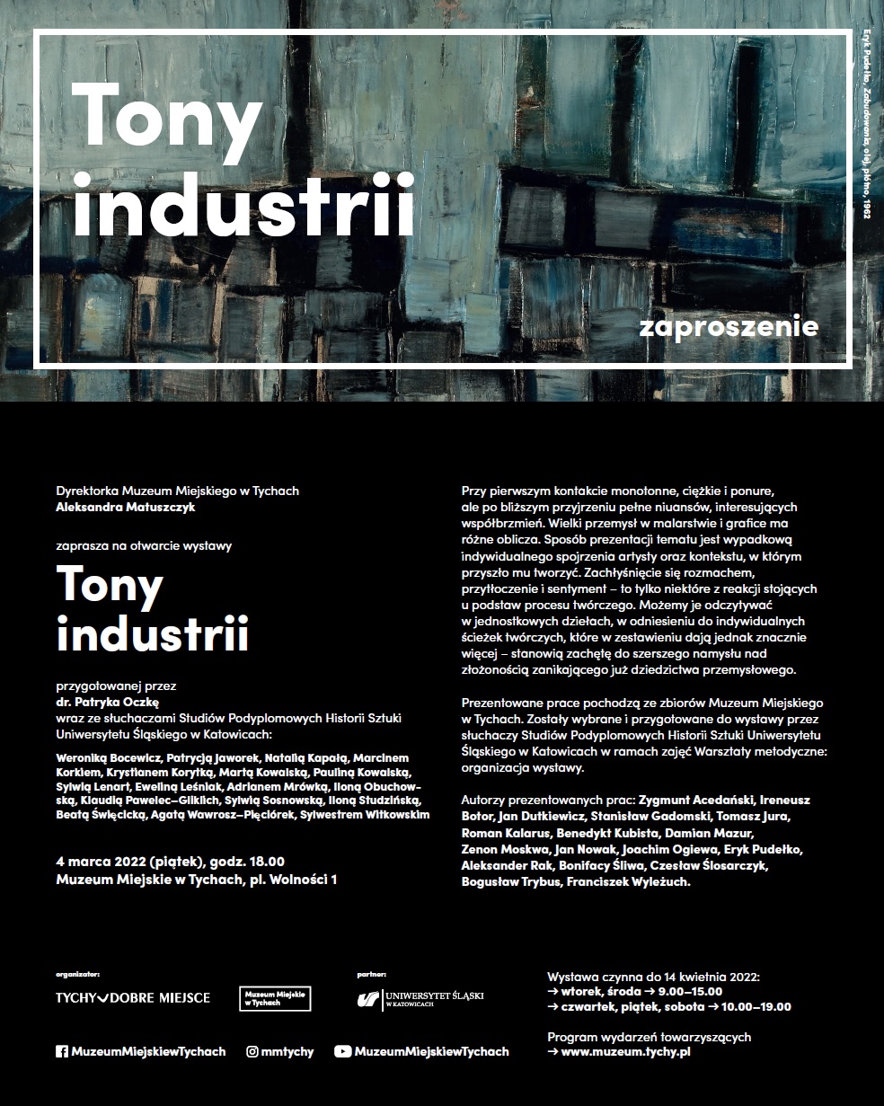 plakat informujący o wystawie "Tony industrii"