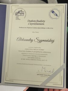 dyplom Aleksandry Szymańskiej