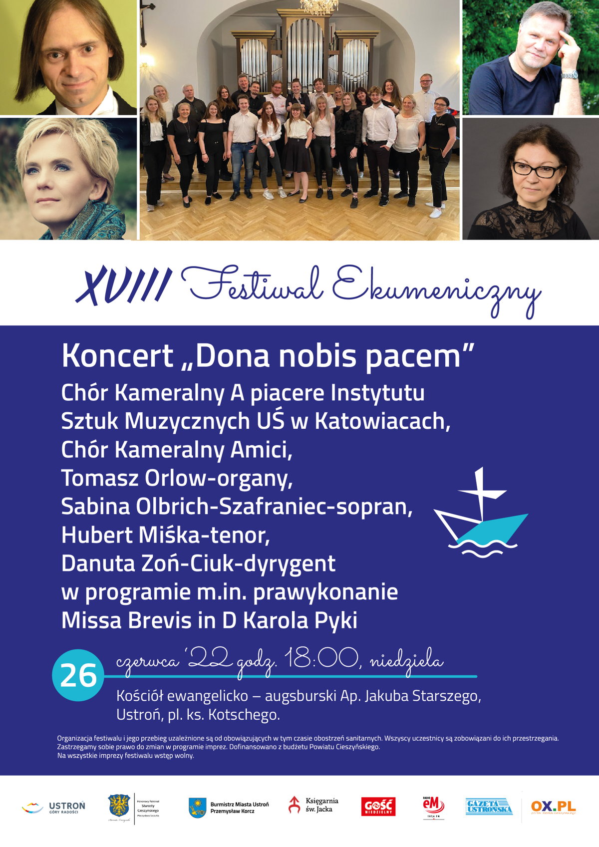 Plakat koncertowy - Festiwal Ekumeniczny w Ustroniu
