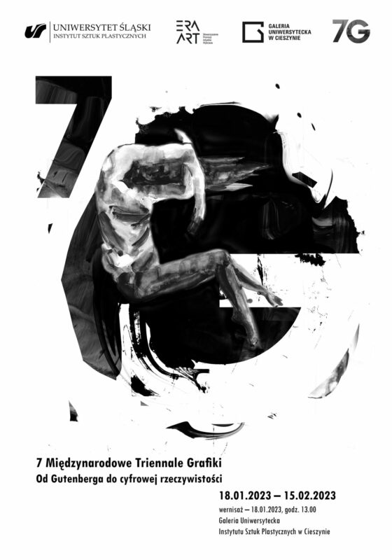 Plakat - 7 Międzynarodowego Triennale Grafiki "Od Gutenberga do cyfrowej rzeczywistości"