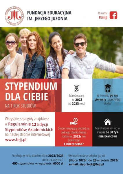 Plakat promujący program stypendialny dla maturzystów