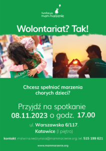 plakat informacyjny z dwoma zdjęciami wolontariuszki i podopiecznej
