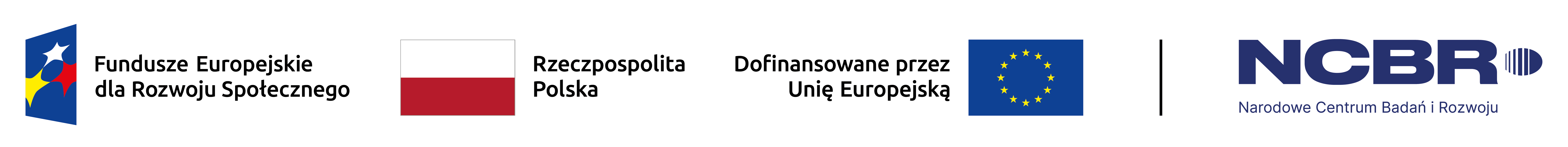 Belka z logotypami od lewej: Fundusze dla Rozwoju Społecznego, Rzeczpospolita Polska, Dofinansowane przez Unię Europejska, Narodowe Centrum Badań i Rozwoju
