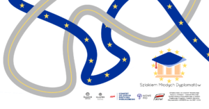 grafika przedstawia przecinające się ulice, jedna jest w barwach flagi unijnej