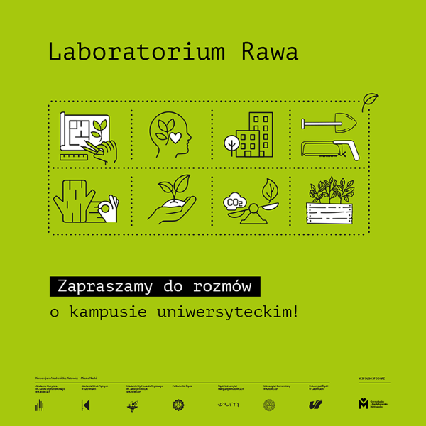 Zielony plakat Laboratorium Rawa.