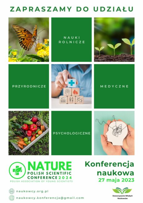 plakat informacyjny w zielonych barwach ze zdjęciami nawiązującymi do natury i medycyny