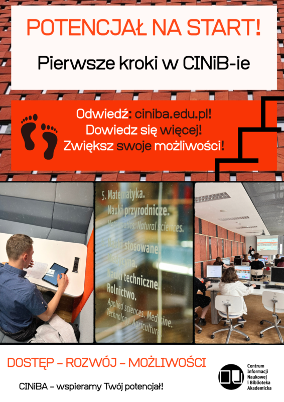 Plakat informacyjny ze zdjęciami z biblioteki CINiB-y.