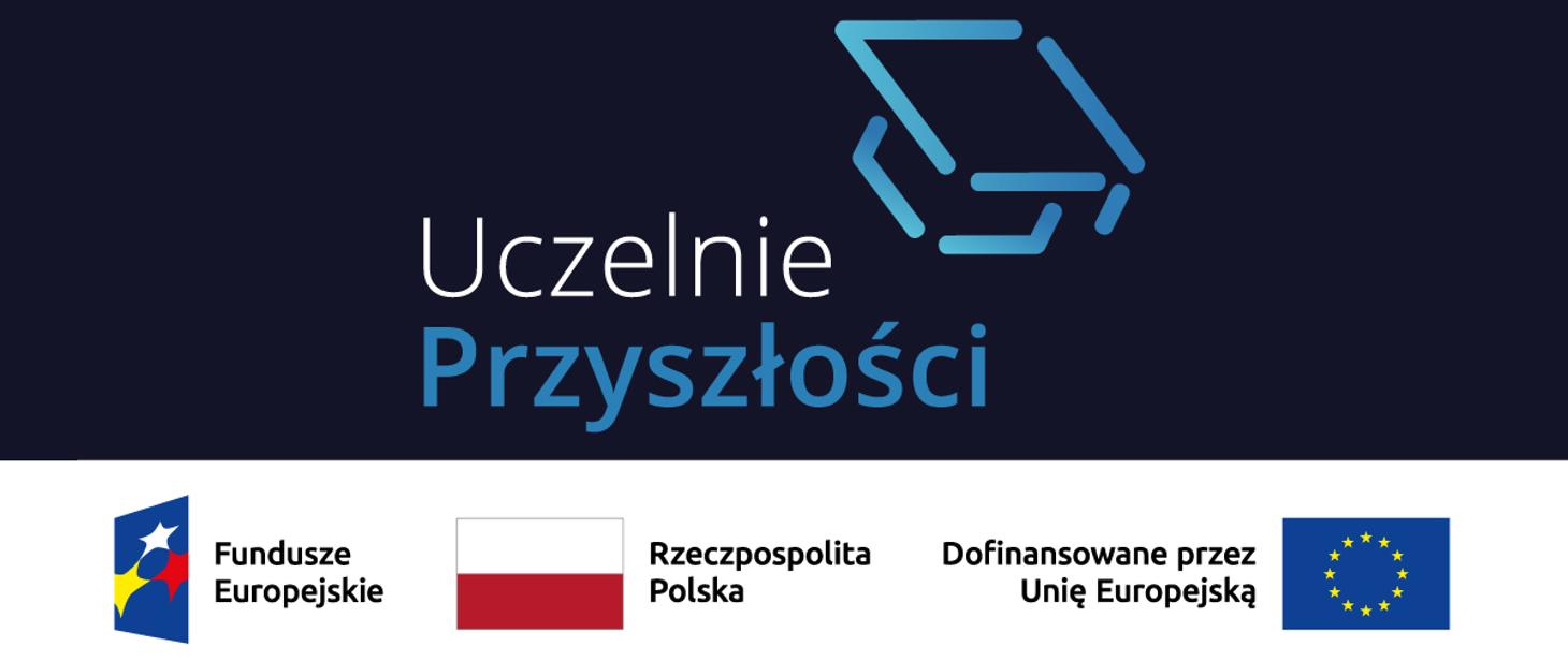 Logo projektu "Uczelnie Przyszłości" oraz loga partnerów projektu.