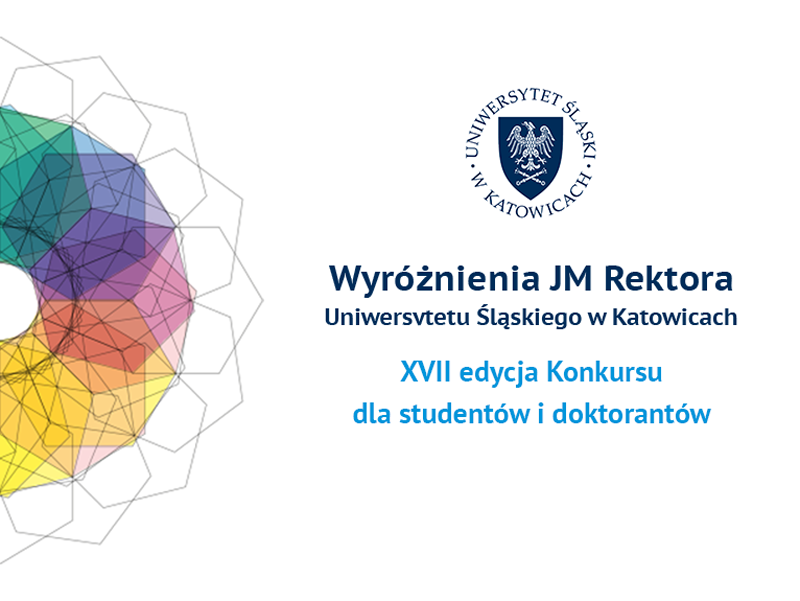 Plakat informacyjny z logo Wyróżnień JM Rektora oraz Uniwersytetu Śląskiego.