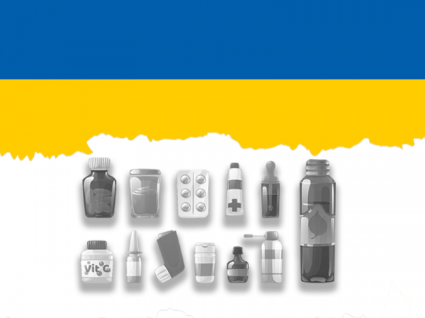 Przedmioty codziennego użytku na tle flagi Ukrainy