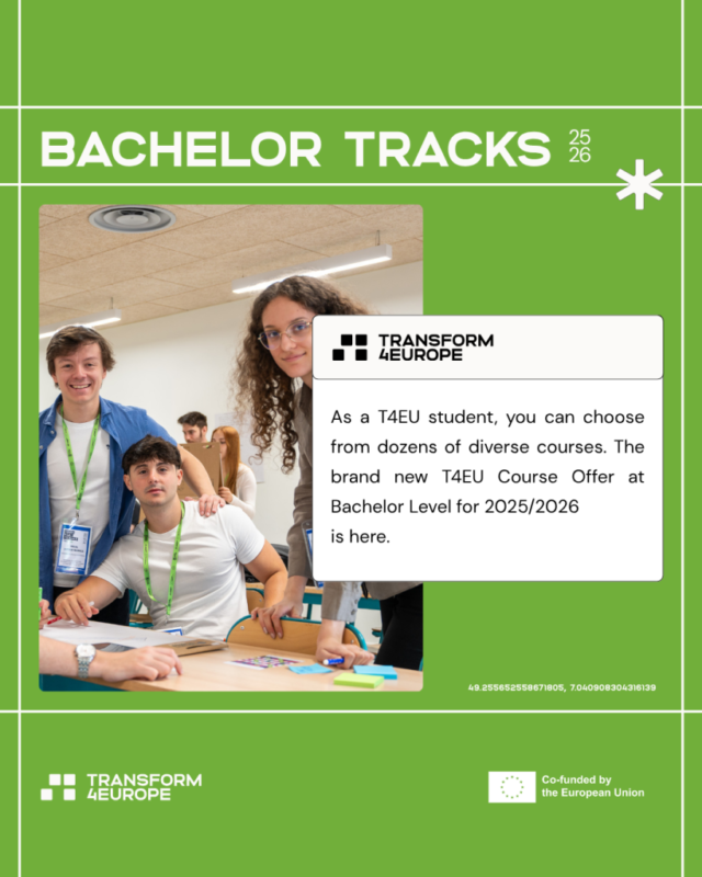 grafika kursów na poziomie licencjackim T4EU Bachelor Tracks 2025/2026