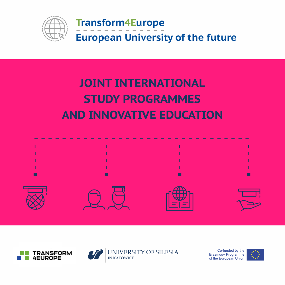 Graphic image presenting one action under the project Transform4Europe: joint international study programmes and innovative education