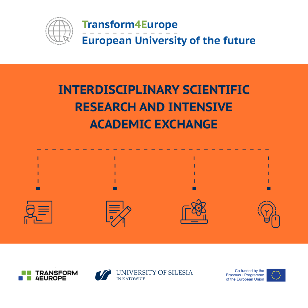 Graphic image presenting one action under the project Transform4Europe:interdyscyplinary scientific research and intensive academic exchange