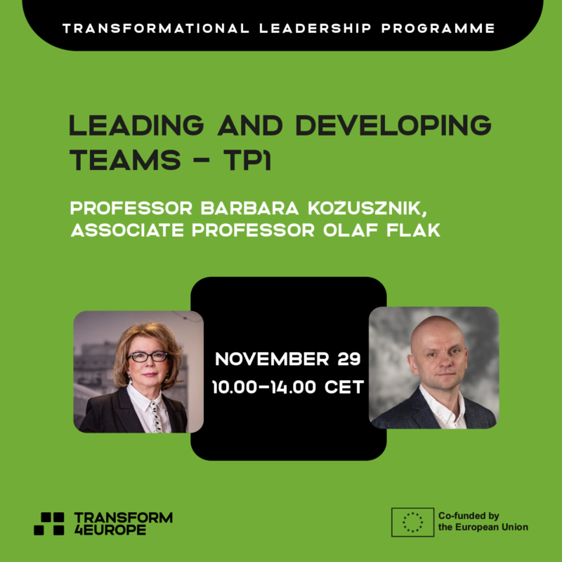 Grafika programu Transformational Leadership Programme T4EU