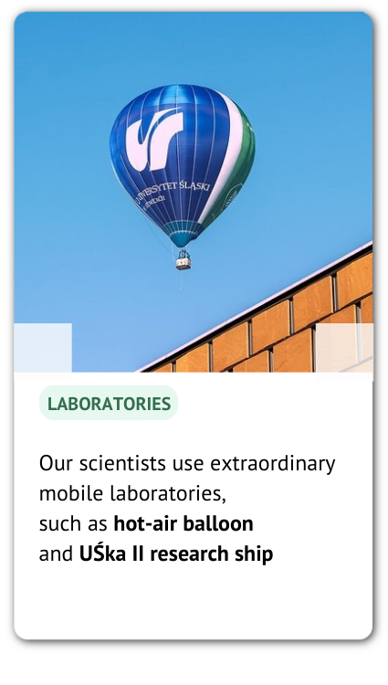 A hot-air balloon and a phrase: Our scientists use extraordinary mobile laboratories, such as hot-air balloon and UŚka II research ship