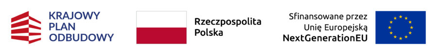 logotypy Krajowy Plan Odbudowy, Rzeczpospolitej Polskiej i Uni Europejskiej
