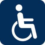 piktogram: osoba poruszająca się na wózku