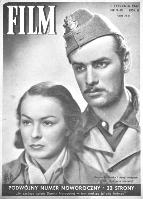 Plakat filmowy z 1947 roku z dwójką aktorów: kobietą i mężczyzną