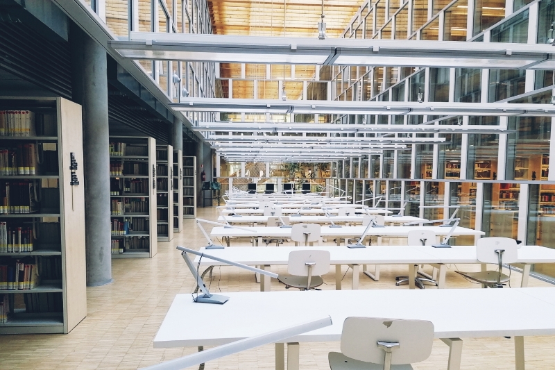 Wnętrze Centrum informacji Naukowej i Biblioteki Akademickiej/Interior of the Reading room at the Centre for Scientific Information and Academic Library Photo by Centre for Scientific Information and Academic Library