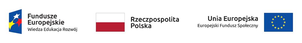 Logotypy: Fundusze Europejskie, Rzeczpospolita Polska, Unia Europejska