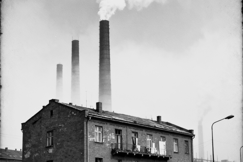 Artystyczna wizja Szopienic z lat 70. XX wieku | Fot. Freepik AI