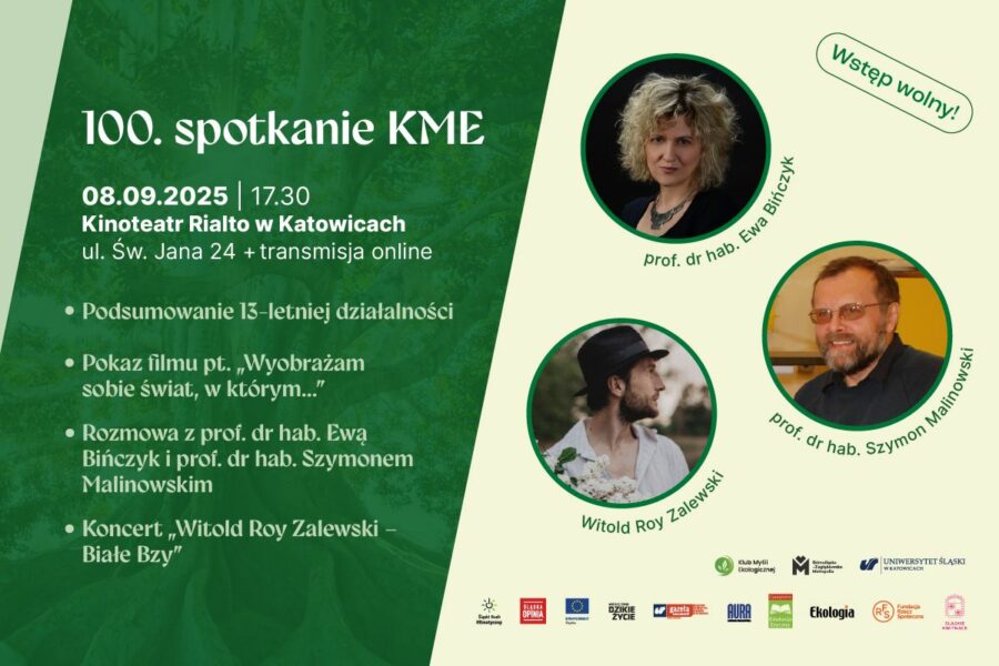 grafika promująca 100. spotkanie Klubu Myśli Ekologicznej