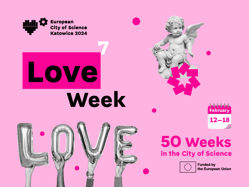 Love Week graphics with a cupid and the word love