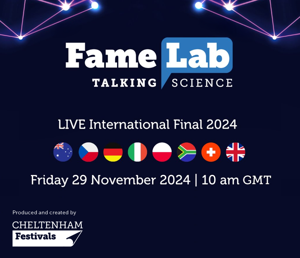 grafika promująca Międzynarodowy finał konkursu FameLab International