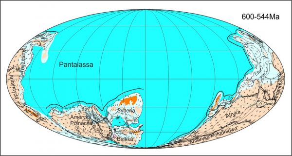 Rekonstrukcja położenia płyt tektonicznych – mapa świata