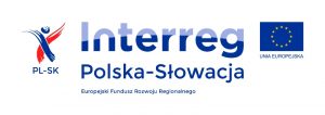 logo projektu, napis Interreg Polska-Słowacja Europejski Fundusz Rozwoju Regionalnego, flaga Unii Europejskiej