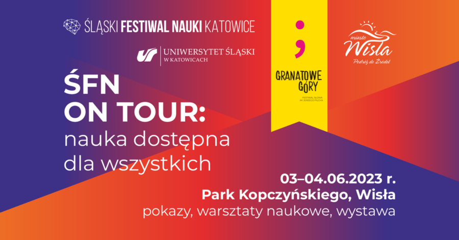 ŚFN on Tour: nauka dostępna dla wszystkich, 4-6.06.2023, Park Kopczyńskiego, Wisła, pokazy, warsztaty naukowe, wystawa