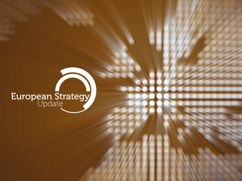 Grafika przedstawiająca kontur Europy oraz napis: European Strategy Update