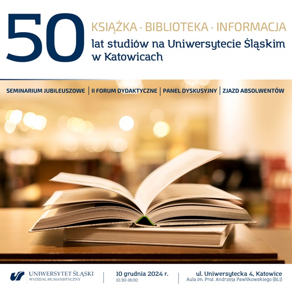 grafika promująca wydarzenie 50 lat studiów na UŚ