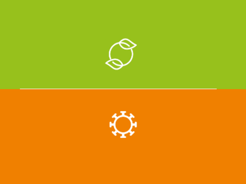 Dwa symbole na zielonym i pomarańczowym tle
