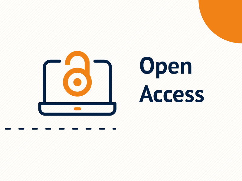 Grafika prezentująca symbol otwartego dostępu (otwarta pomarańczowa kłódka) oraz napis Open Access