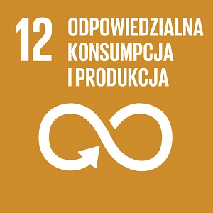 Ikona celu 12 ONZ: odpowiedzialna konsumpcja i produkcja na brązowym tle