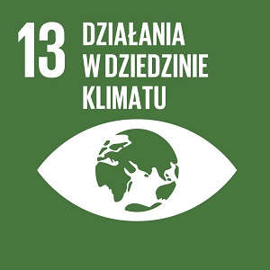 Ikona celu 13 ONZ: napis działania w dziedzinie klimatu na zielonym tle