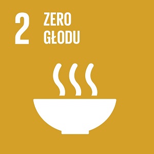Ikona celu 2 ONZ: napis zero głodu na żółtym tle