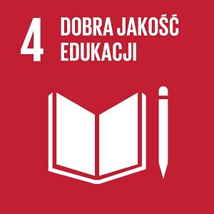 Ikona celu 4 ONZ: napis dobra jakość edukacji